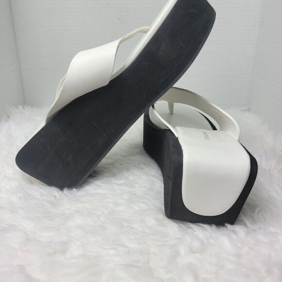 Frame Le Ocean Womens Sandals Size 7 Modern Chunky Wedge Platform Thong Shoes - Picture 5 of 10